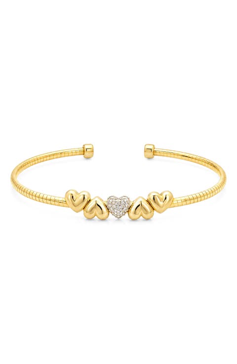 Cubic Zirconia Heart Mesh Bangle