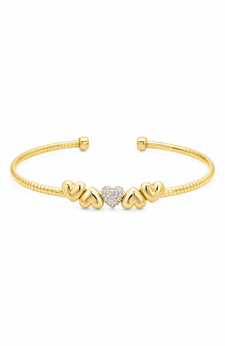 Cubic Zirconia Heart Mesh Bangle