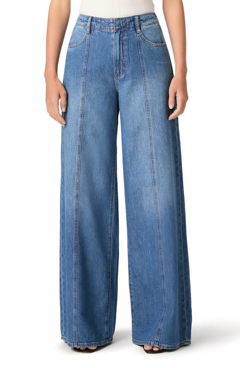 PAIGE Cameron Seamed High Waist Super Wide Leg Jeans, Main, color, La Verne