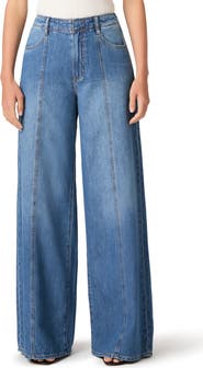 PAIGE Cameron Seamed High Waist Super Wide Leg Jeans