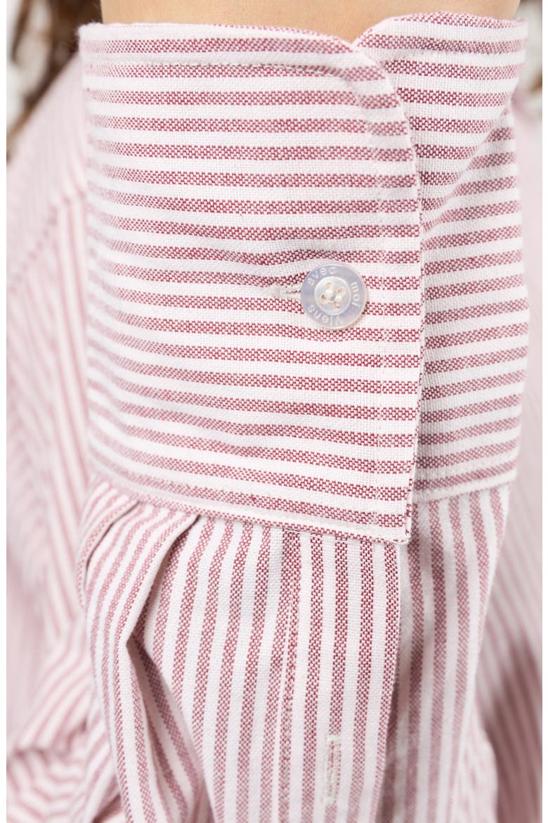 The Oxford Stripe Button-Up Shirt, Alternate, color, BURGUNDY