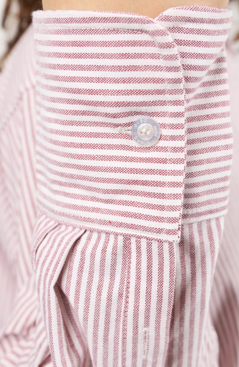Viens Avec Moi The Oxford Stripe Button-Up Shirt, Alternate, color, Burgundy