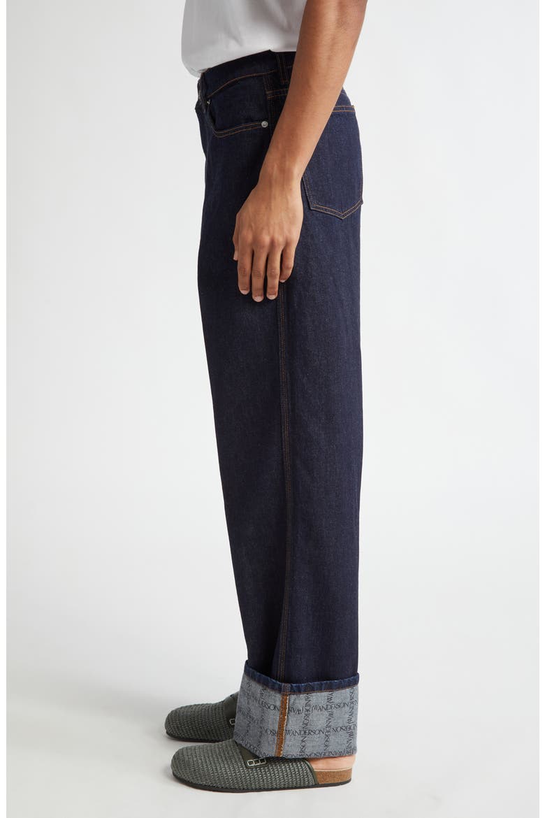 Logo Grid Cuff Hem Workwear Jeans, Alternate, color, INDIGO