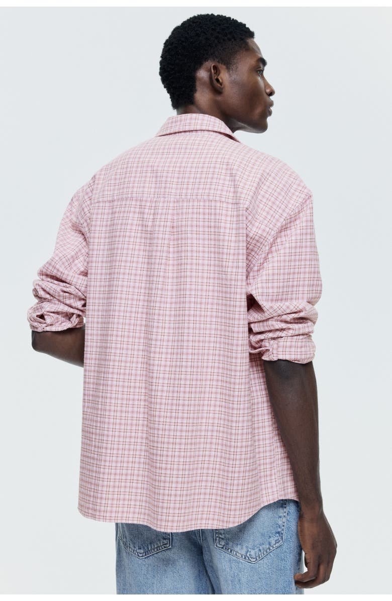 H&M Relaxed Fit Cotton Shirt, Alternate, color, Pink/Checked