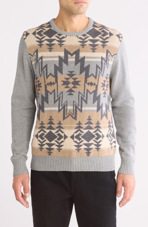 Geometric Cotton Crewneck Sweater