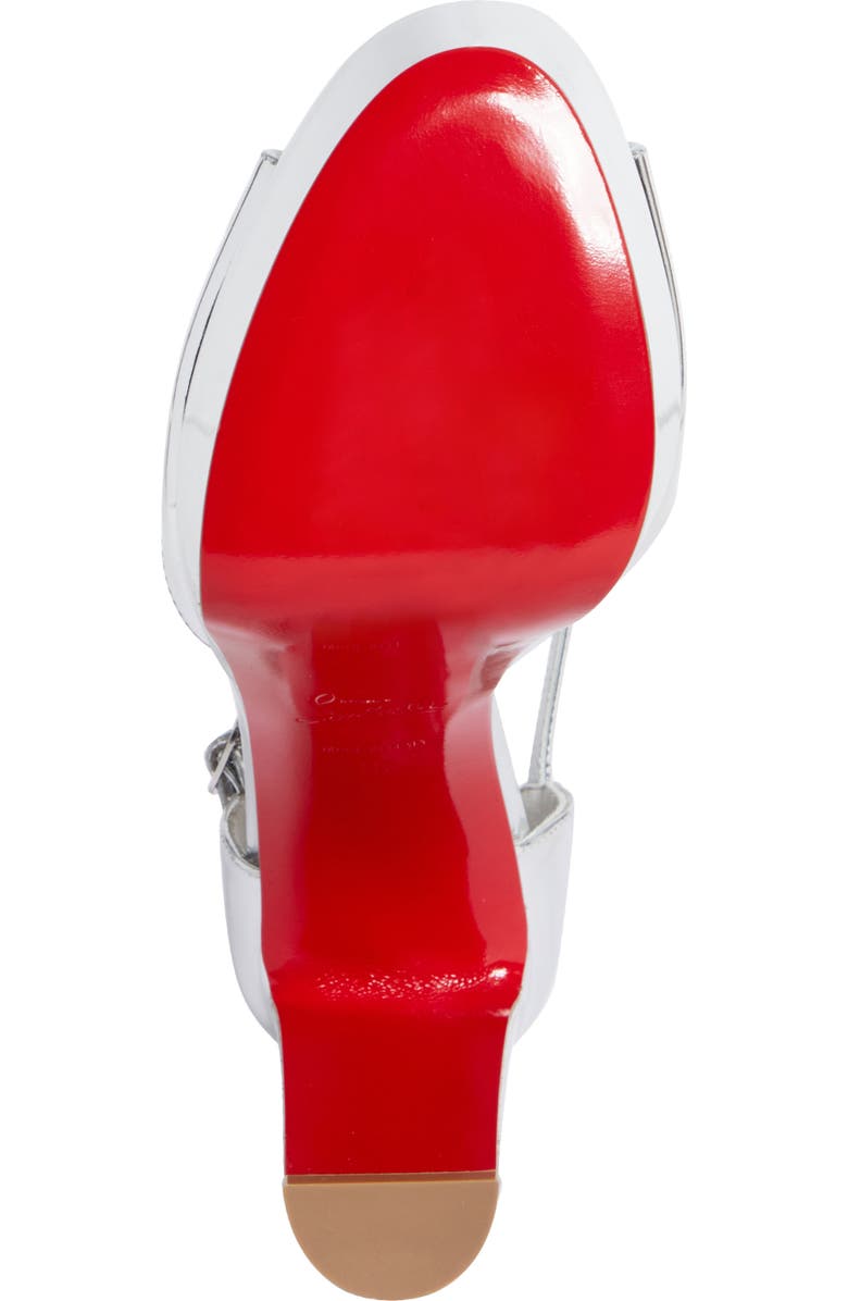 Christian Louboutin Sandaloo Metallic Peep-Toe Sandal, Alternate, color, Silver