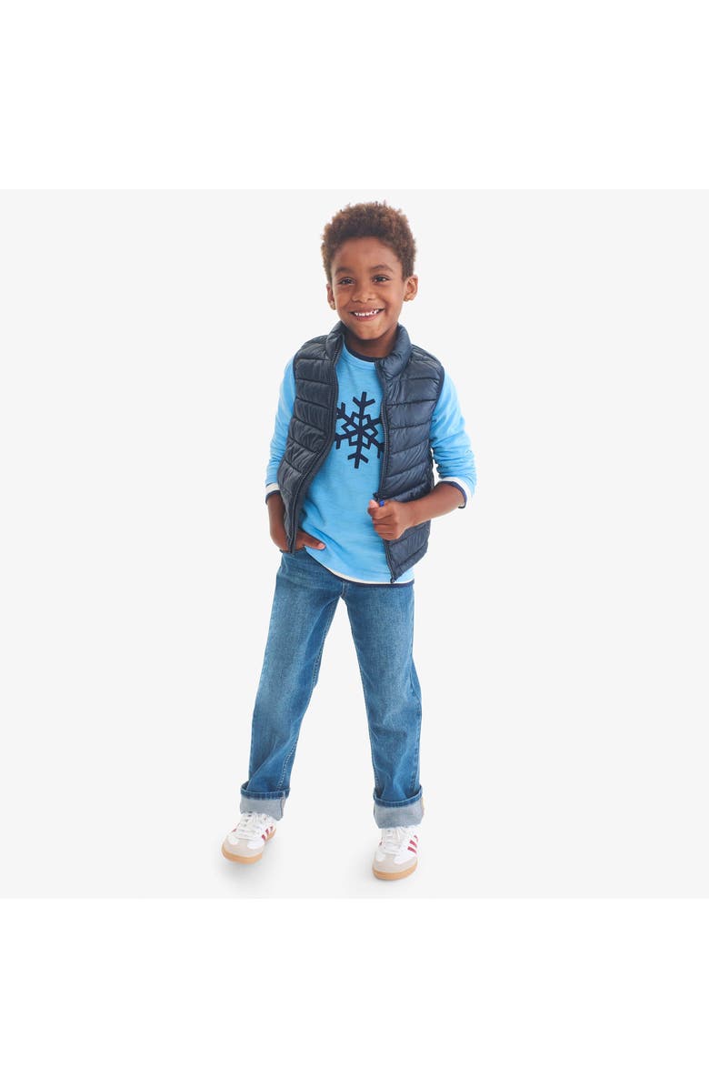 Primary Kids Long Sleeve Snowflake Tee, Alternate, color, Cornflower