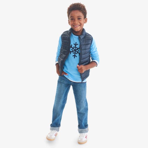 Primary Kids Long Sleeve Snowflake Tee In Blue