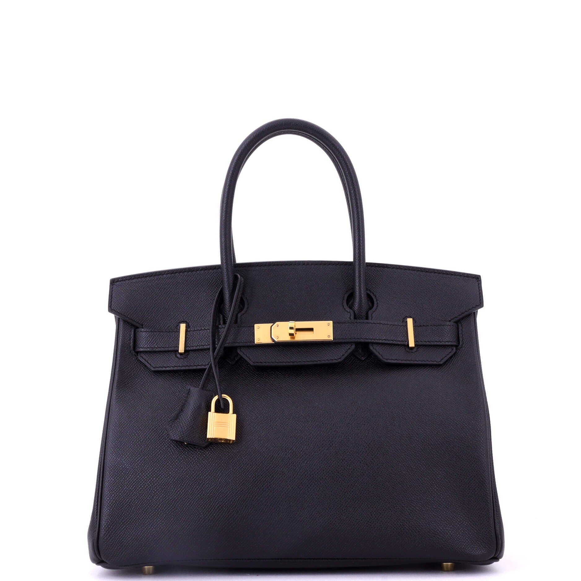 Pre-Owned Hermes Birkin Handbag Black Epsom with Gold Hardware 30, Main, color, 