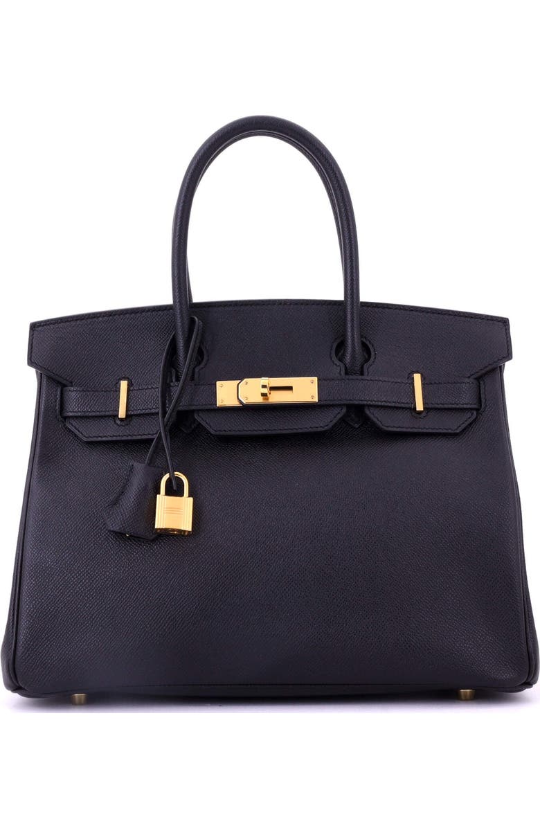 Pre-Owned Hermes Birkin Handbag Black Epsom with Gold Hardware 30, Main, color,