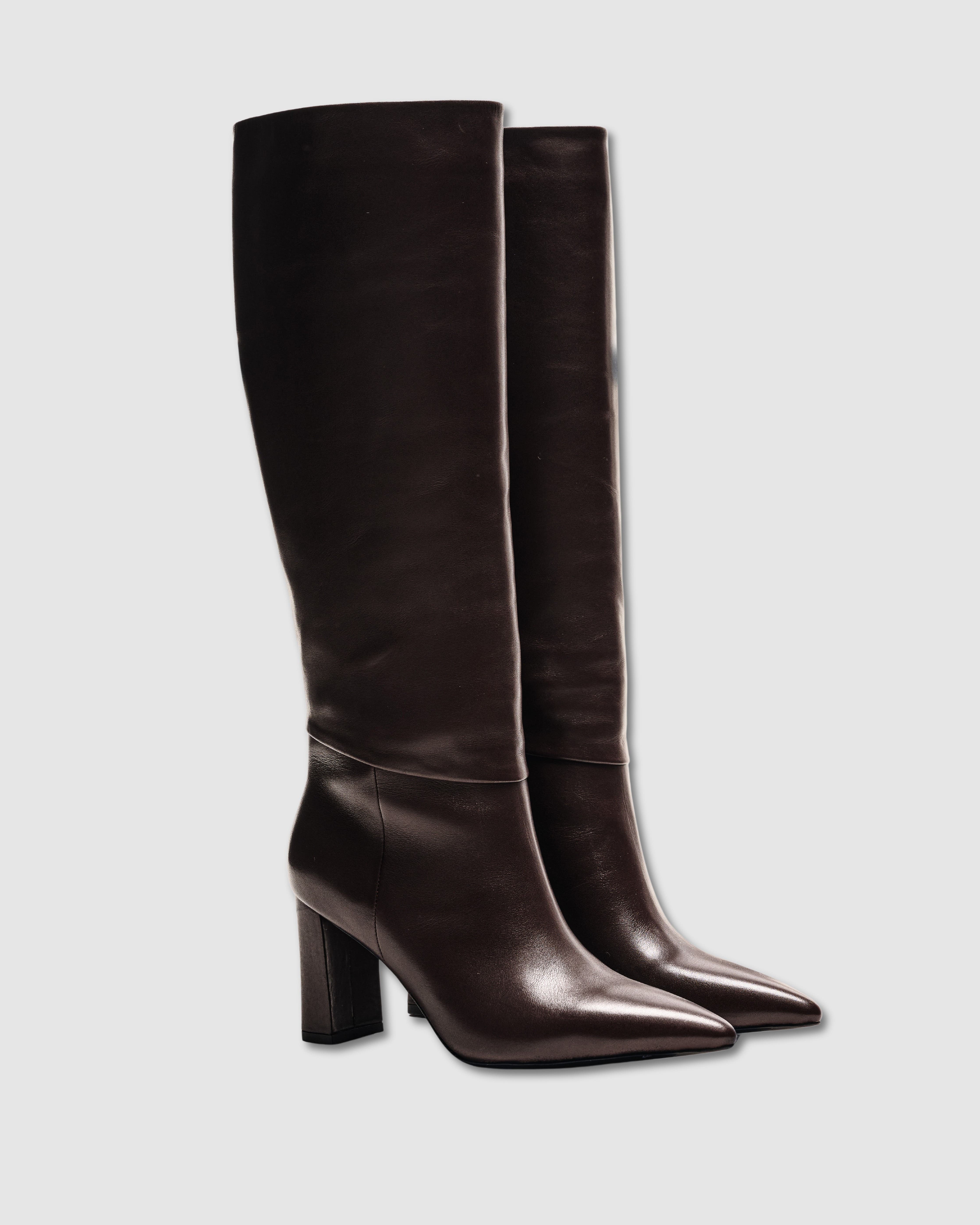 Tracey Wide Heel Long Boots, Alternate, color, CHOCOLATE