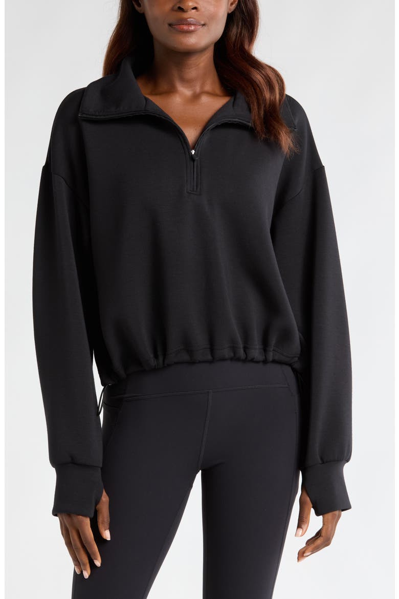 Soft Modal Blend Half Zip Pullover, Main, color, BLACK