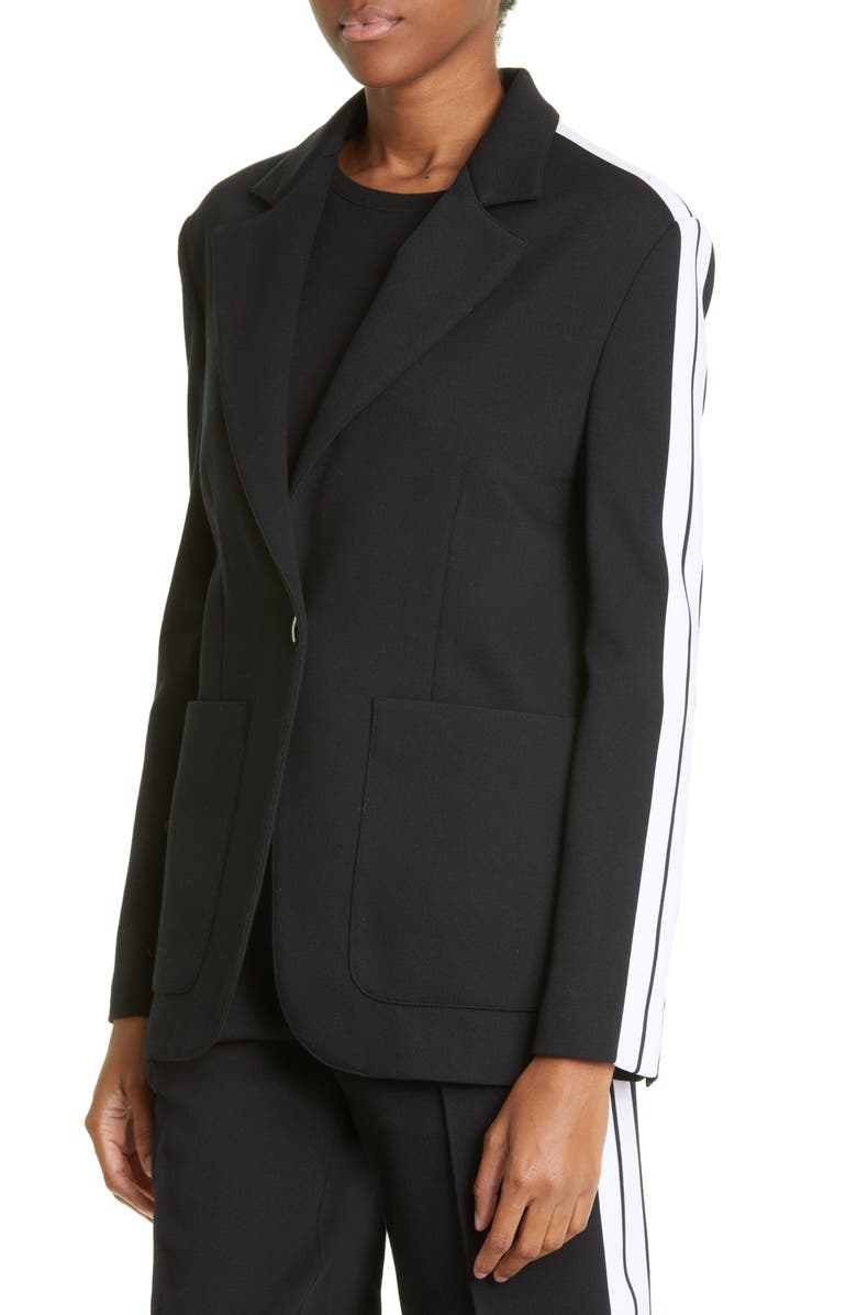 Palm Angels Track Stripe Cotton Blend Blazer, Alternate, color, 
