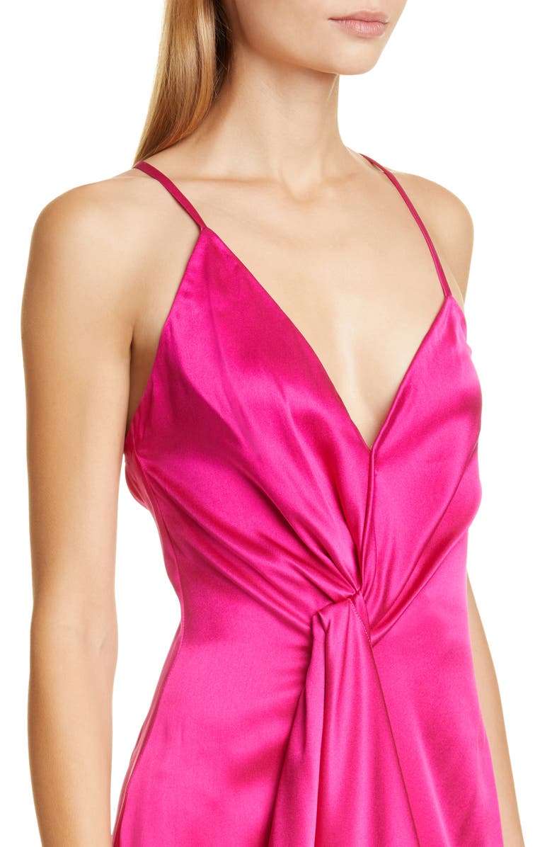 CUSHNIE Plunge Neck Silk Minidress, Alternate, color,