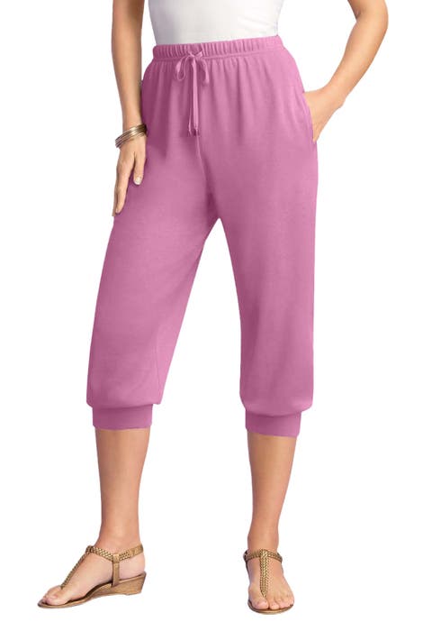 Plus Size Soft Knit Capri Pant With Drawstring Waist (Plus)