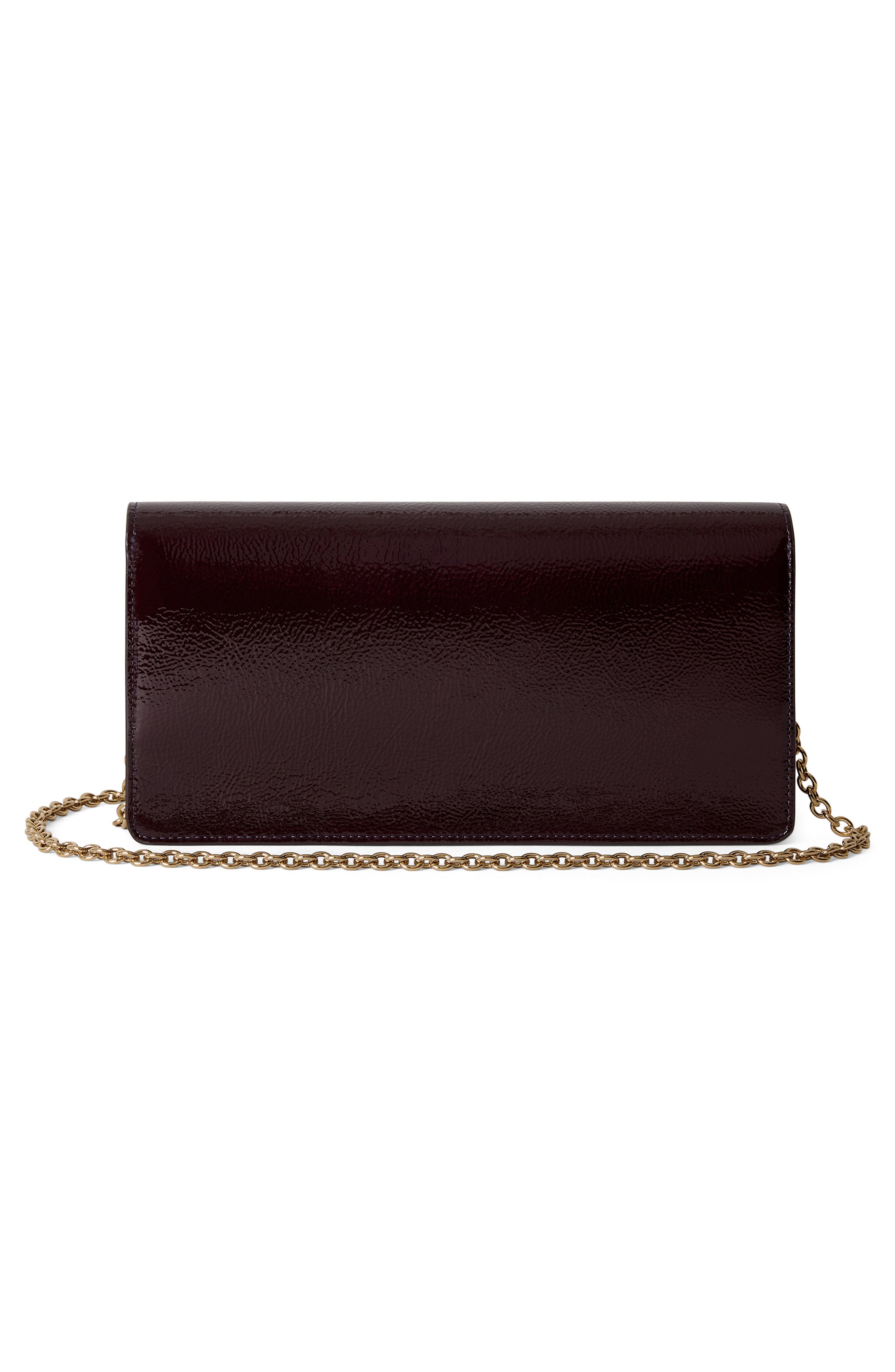 Mulberry Darley Patent Leather Clutch, Alternate, color, Deep Aubergine