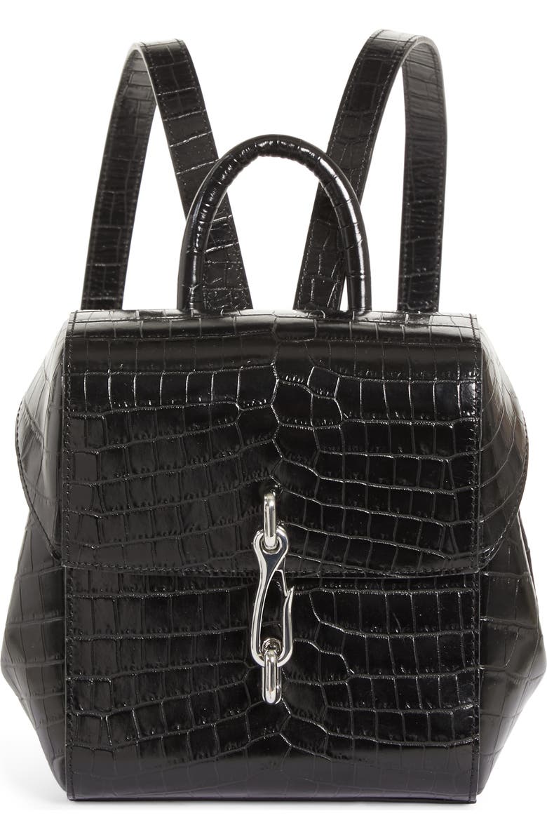 Alexander Wang Hook Mini Croc Embossed Leather Backpack, Main, color,