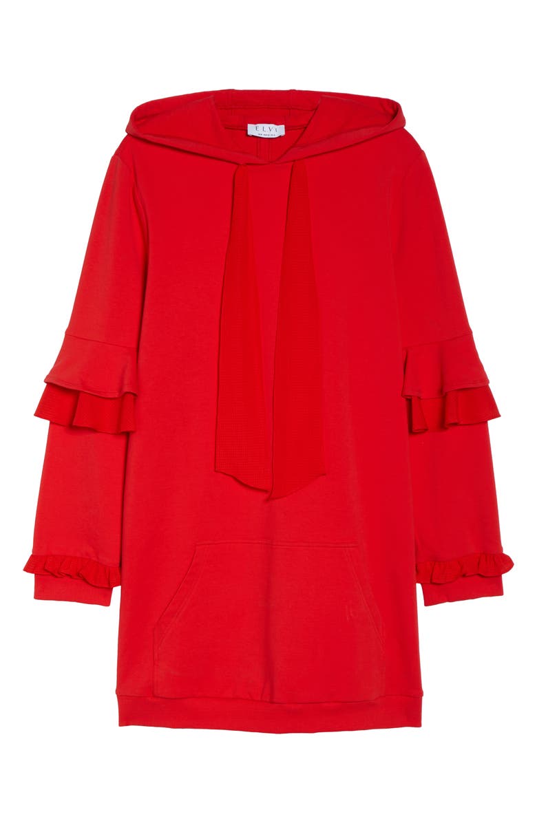 ELVI The Snapdragon Ruffle Sleeve Hoodie Dress, Alternate, color, 