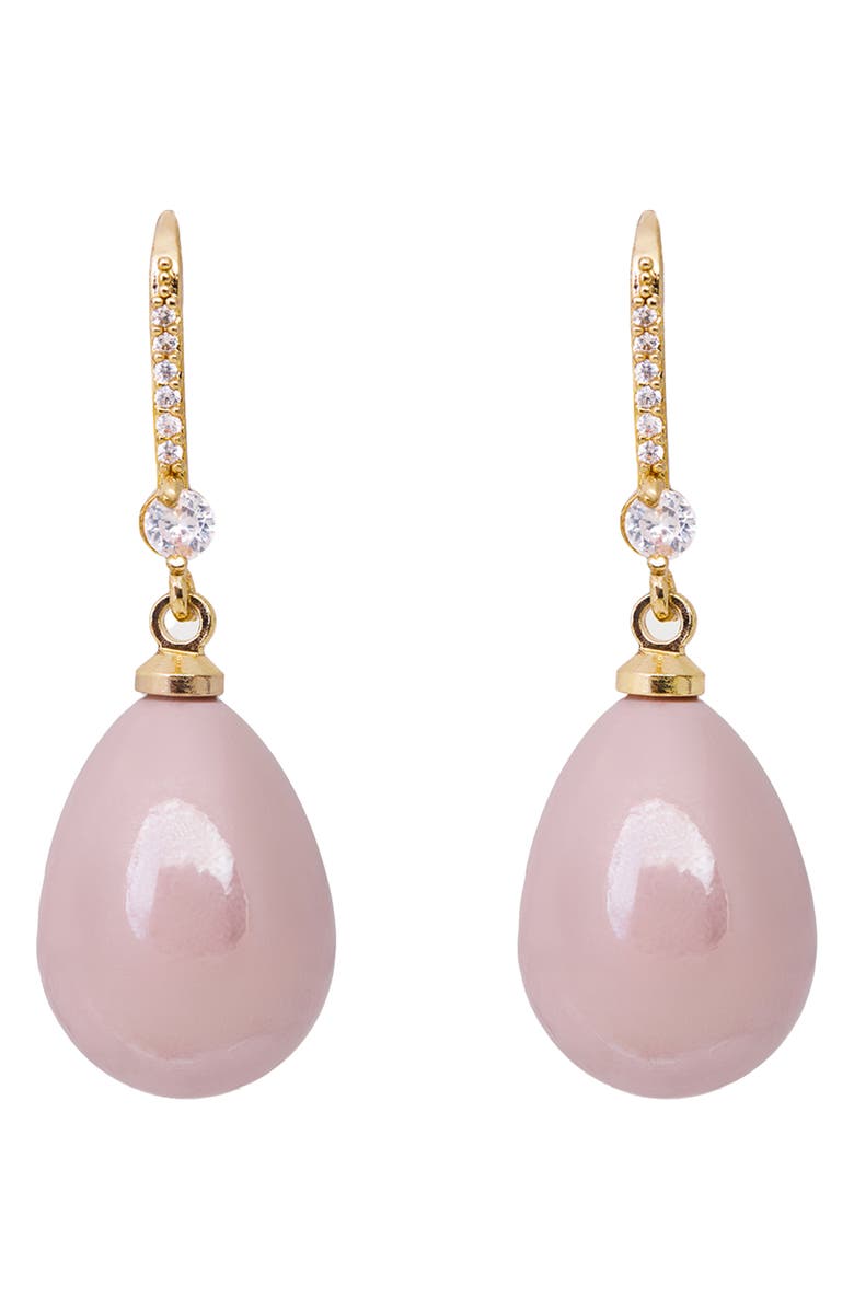 SAACHI Faux Pearl Crystal Dangle Earrings, Main, color, Blush