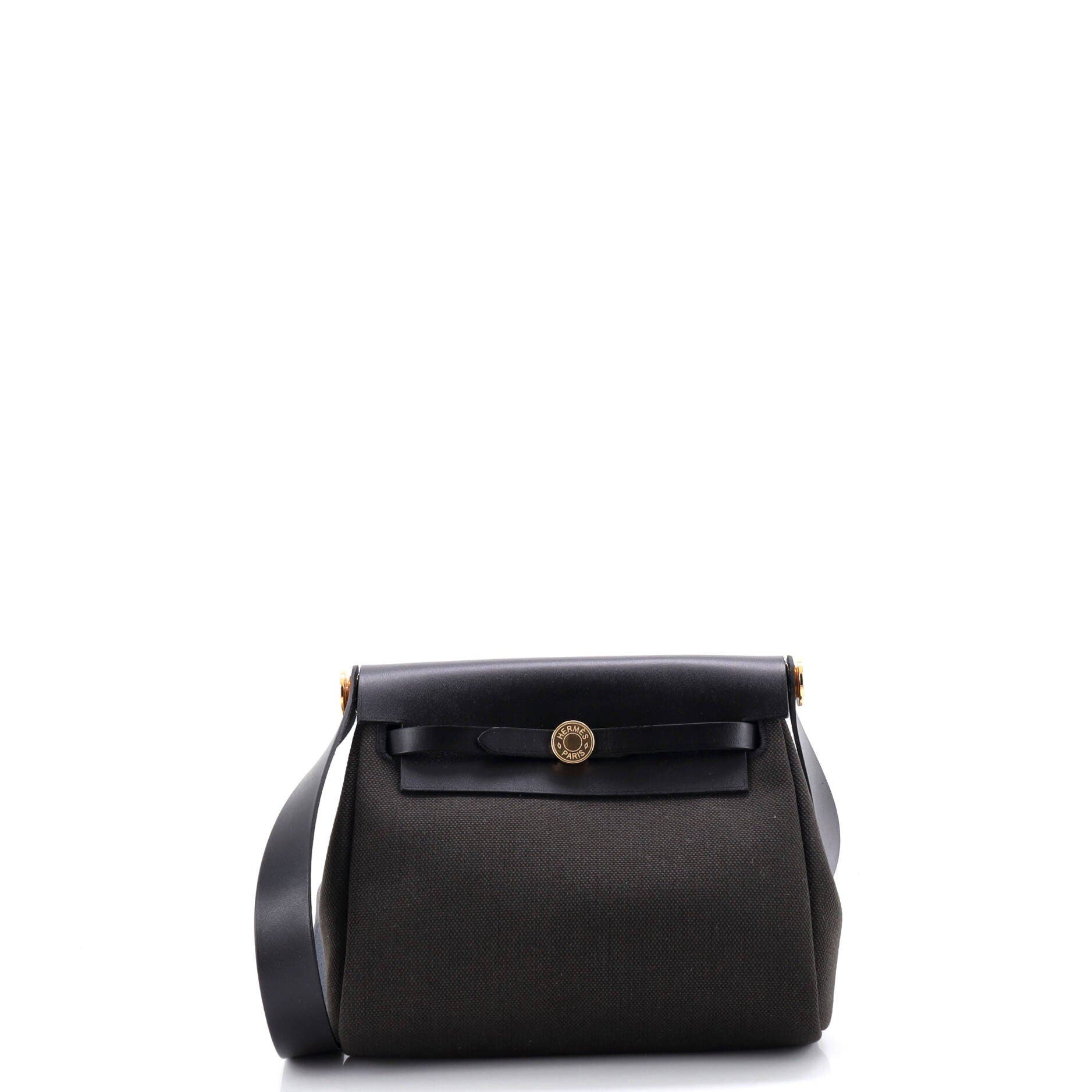 Pre-Owned Hermes Herbag Zip Toile and Leather 20, Main, color, Vert De Gris