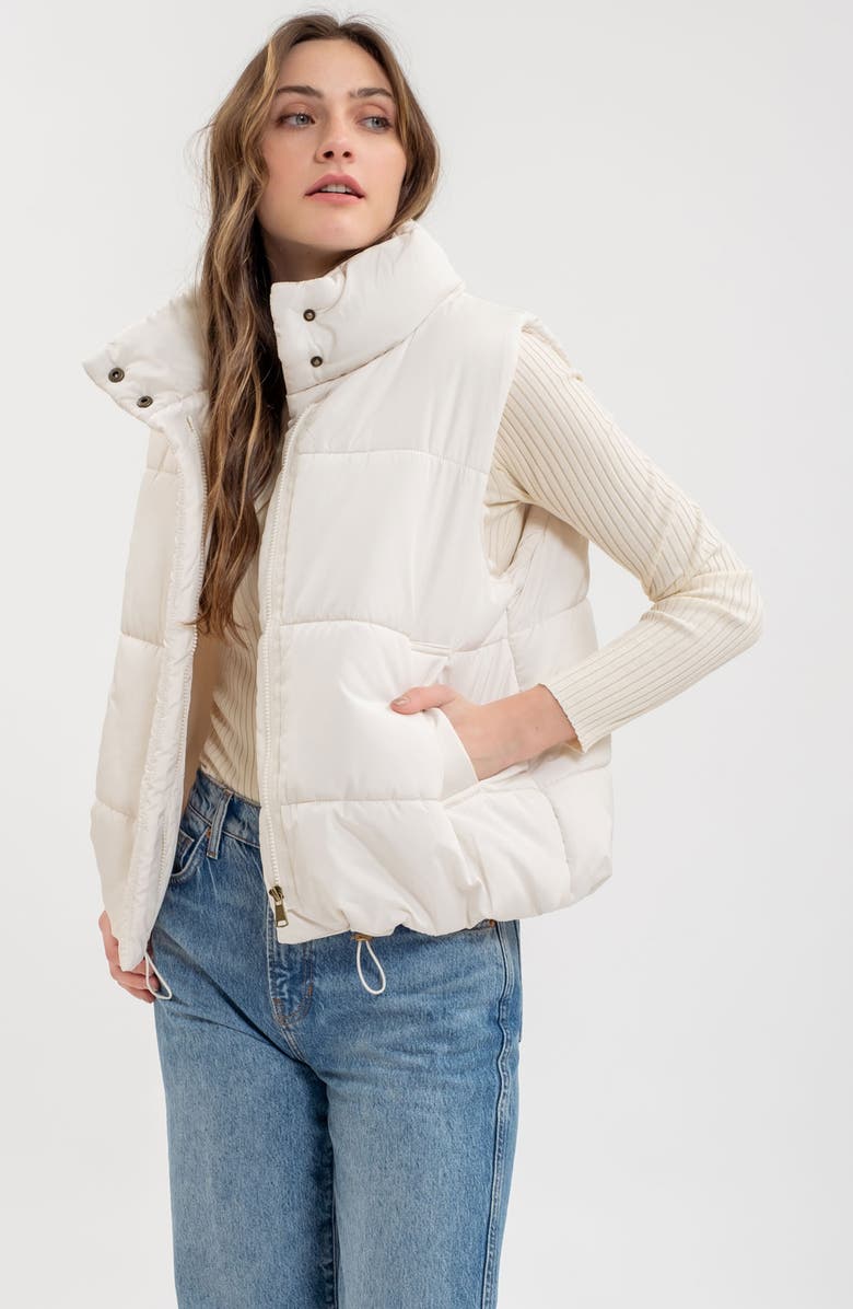Blu Pepper Quilted Vest, Alternate, color, Ivory