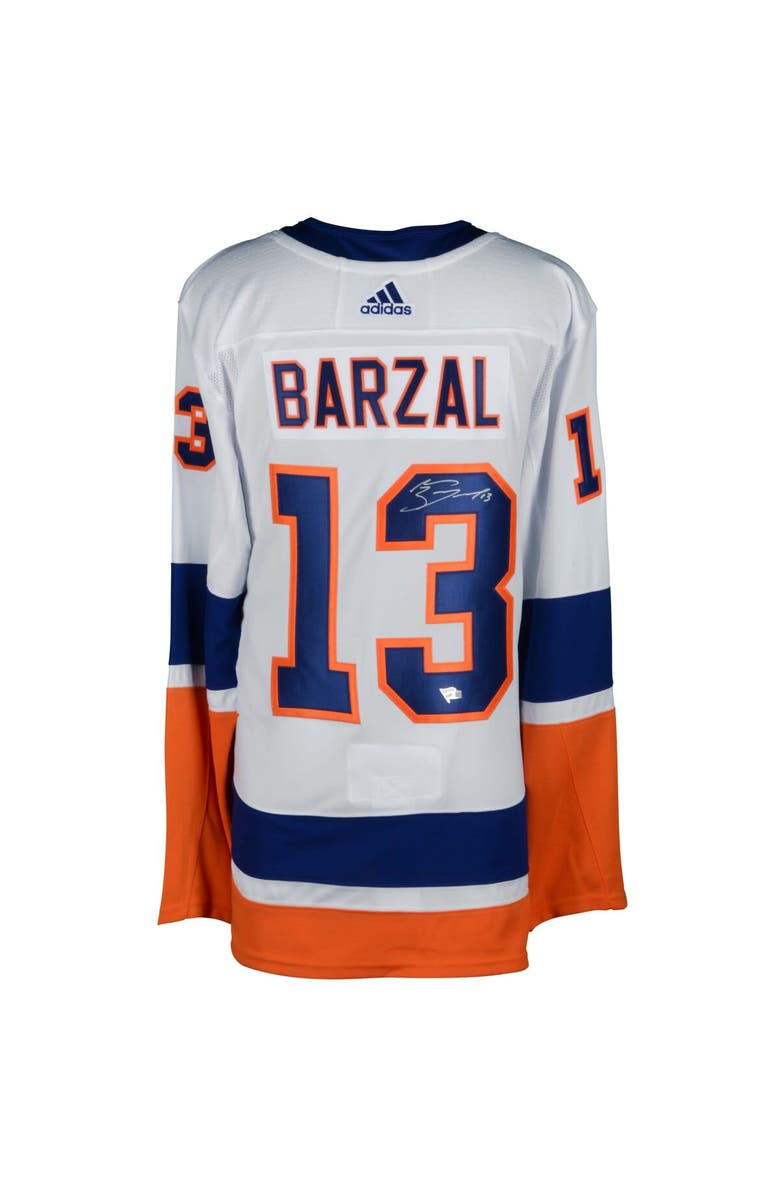 FANATICS AUTHENTIC Mathew Barzal New York Islanders Autographed White Adidas Authentic Jersey, Alternate, color,