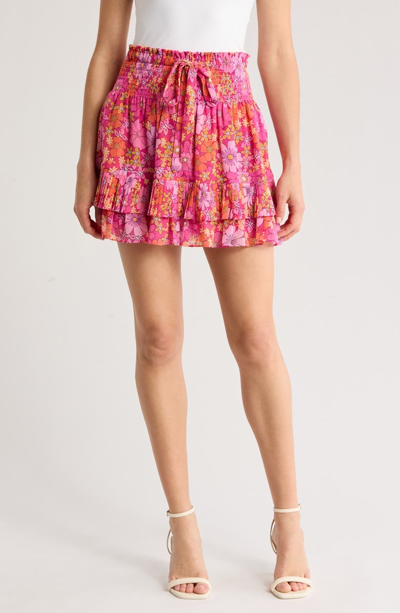 Ramy Brook Blaire Floral Skirt, Main, color, Bright Raspberry Floral