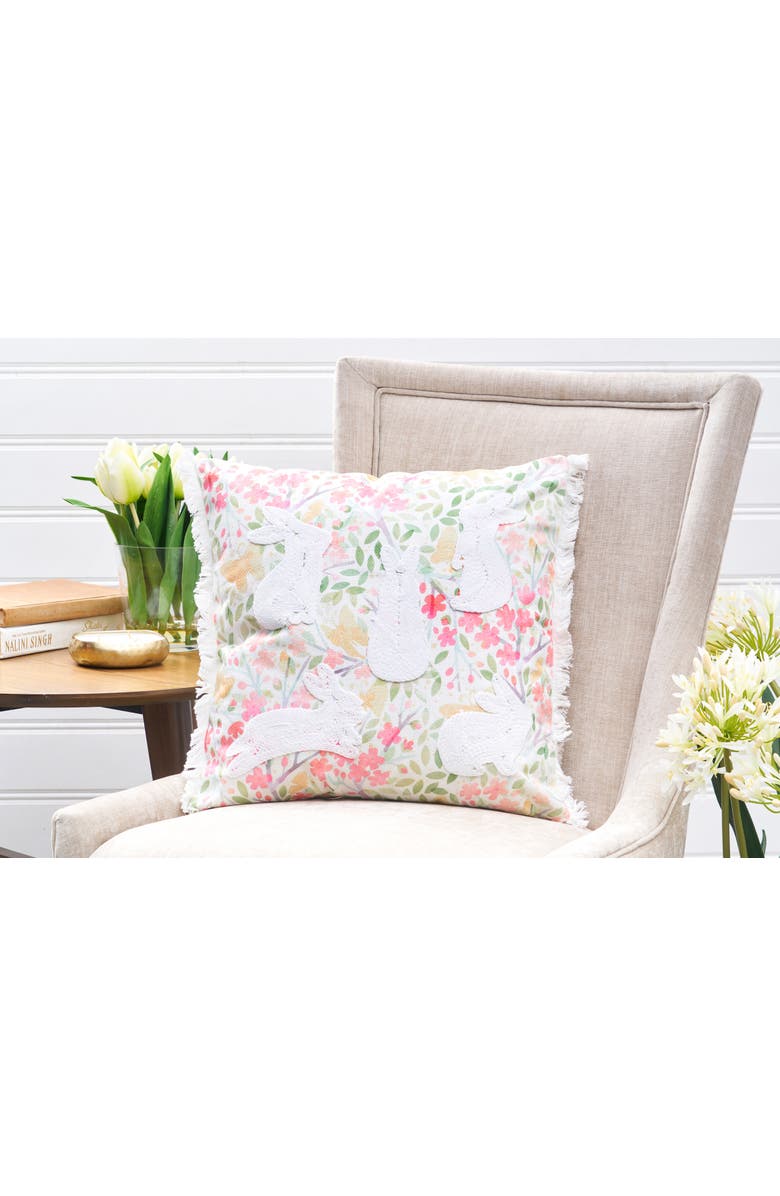C&F Home Spring Silhouette Easter Bunnies Rabbits Accent Throw Pillow, 18" x 18", Alternate, color, Pink