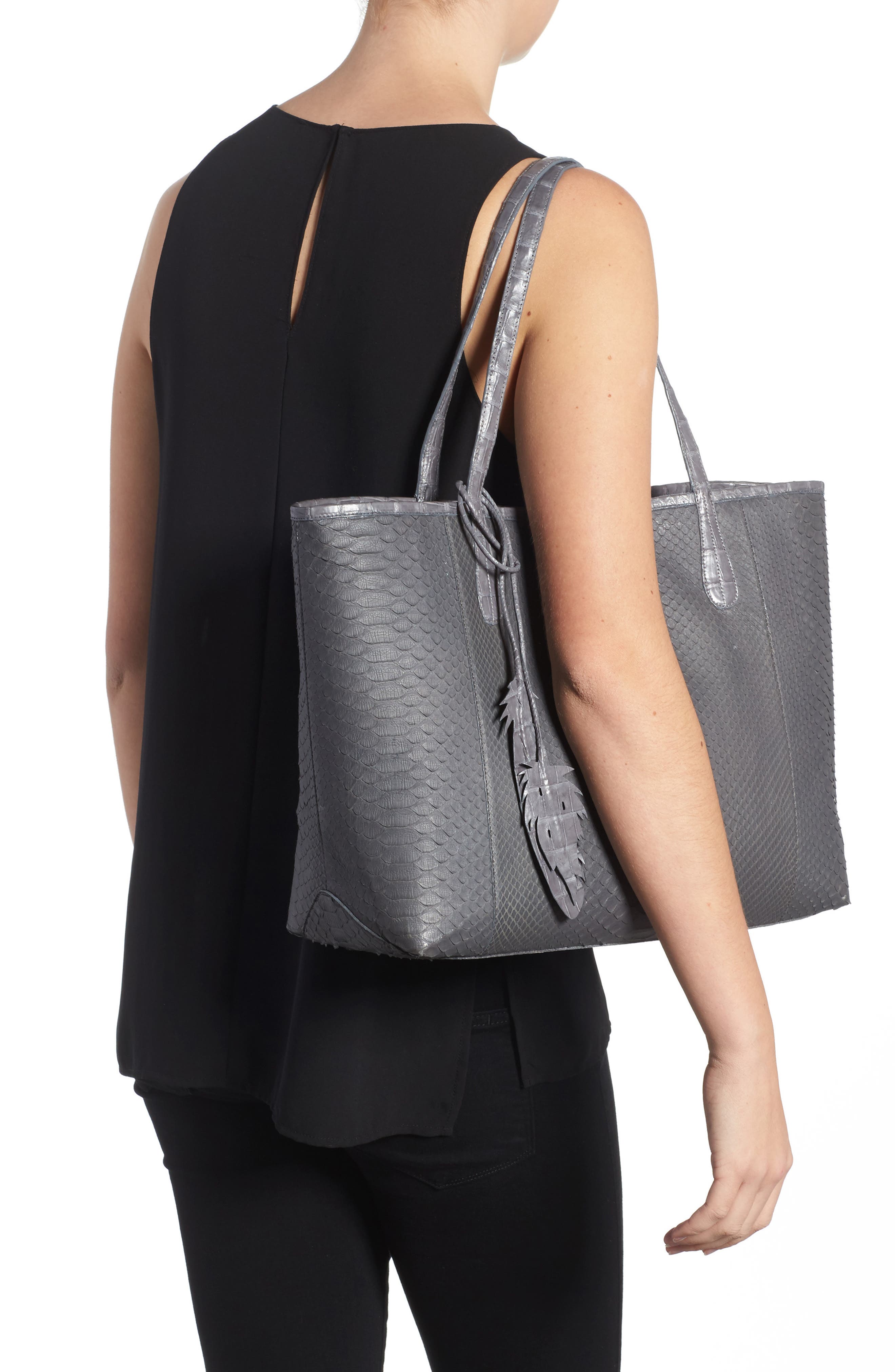 Nancy Gonzalez Medium Erica Genuine Python & Crocodile Tote, Alternate, color, 
