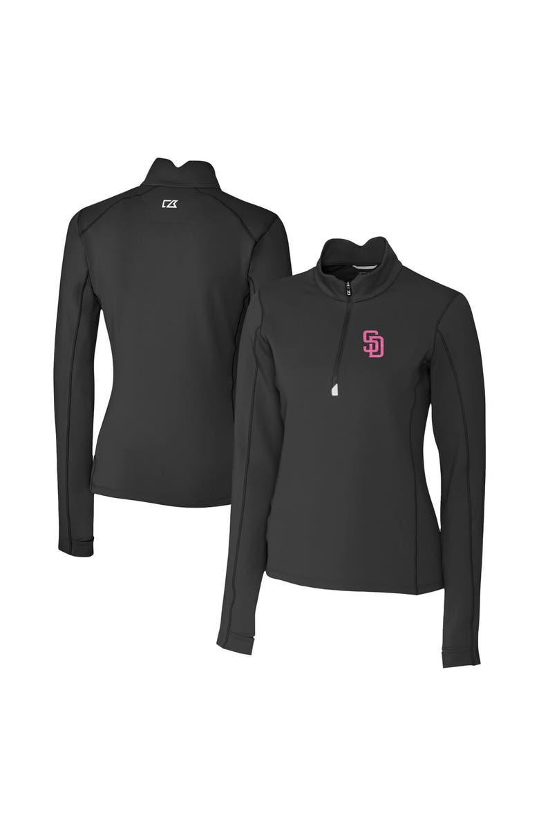 Cutter & Buck Women's Cutter & Buck Black San Diego Padres City Connect Traverse Stretch Quarter-Zip Pullover Top, Main, color, Black