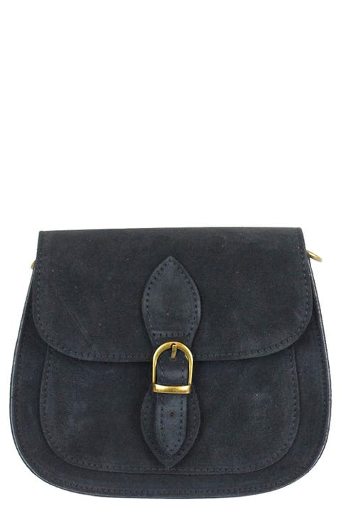 Annie Buckle Suede Crossbody Bag
