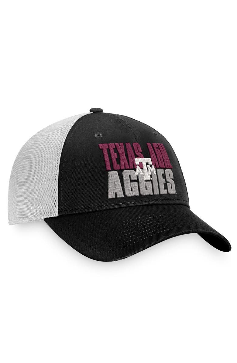 TOP OF THE WORLD Men's Top of the World Black/White Texas A&M Aggies Stockpile Trucker Snapback Hat, Alternate, color, 