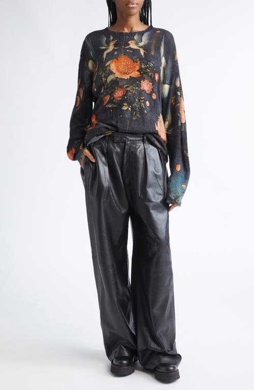 R13 Oversize Distressed Floral Sweater In Black