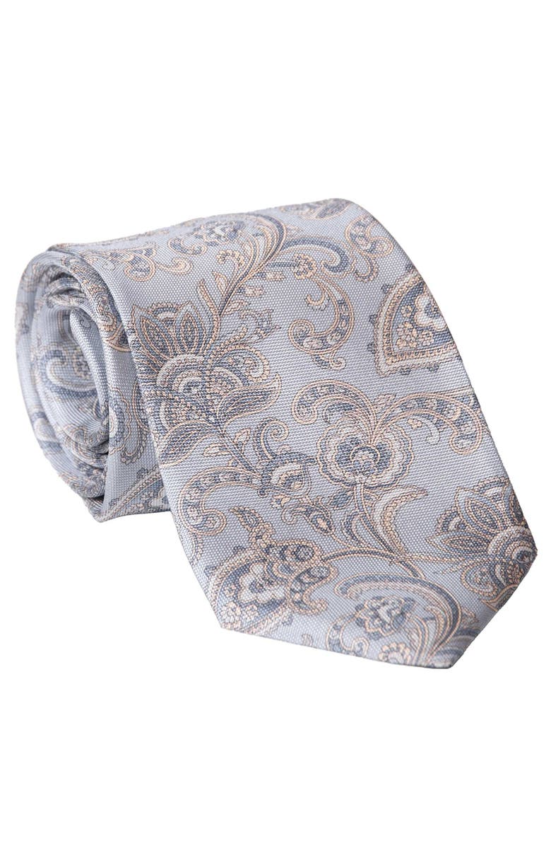 Elizabetta Novara - Extra Long Printed Silk Tie for Men, Main, color, Sky Blue