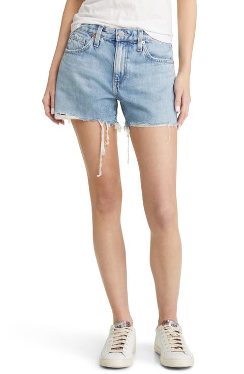 Hailey High Waist Cutoff Denim Shorts (Poolside)