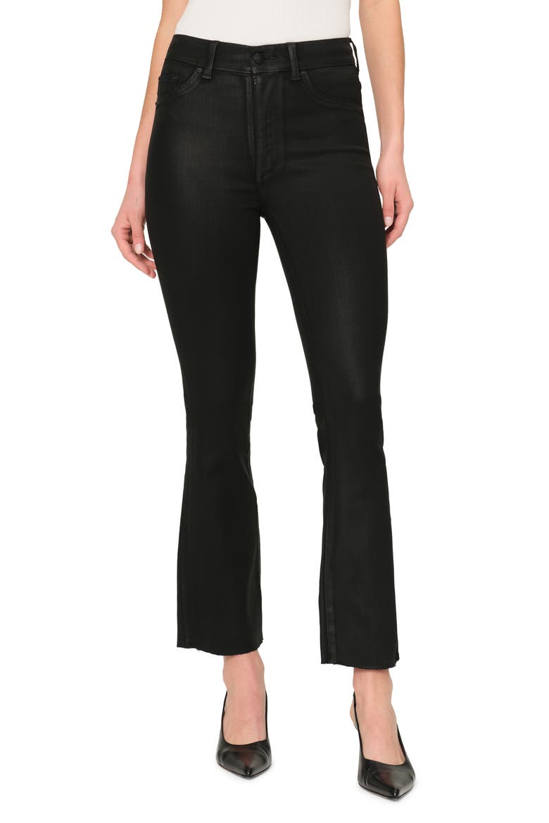 Bridget Instasculpt Coated Raw Hem Ankle Bootcut Jeans, Main, color, BLACK ULTIMATE COATED