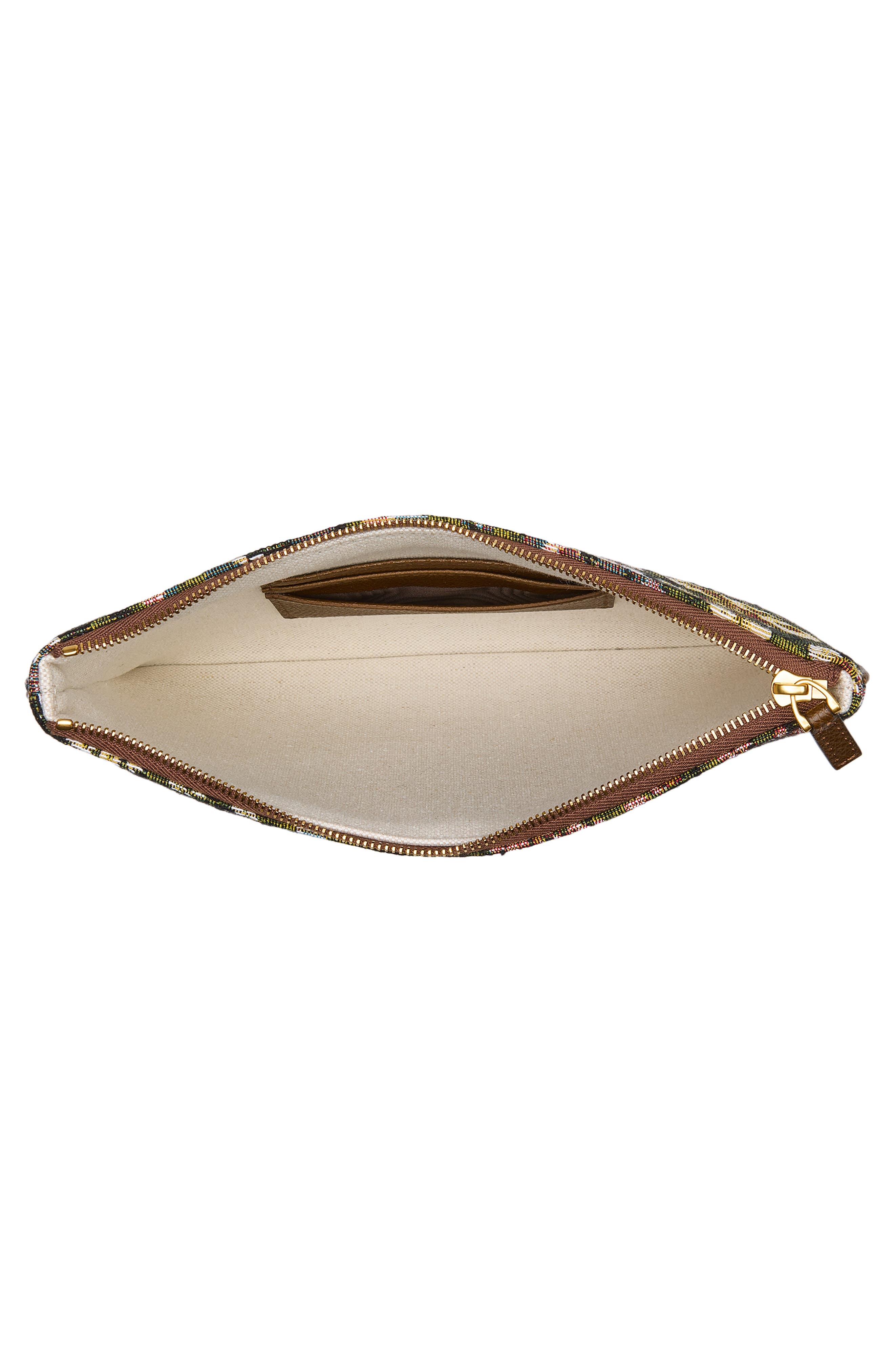 Valentino Garavani Medium VLOGO Floral Jacquard Pouch, Alternate, color, Brown Multi