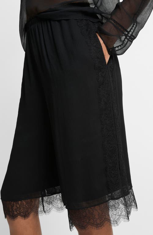 Vince Lace Trim Chiffon Shorts In Black