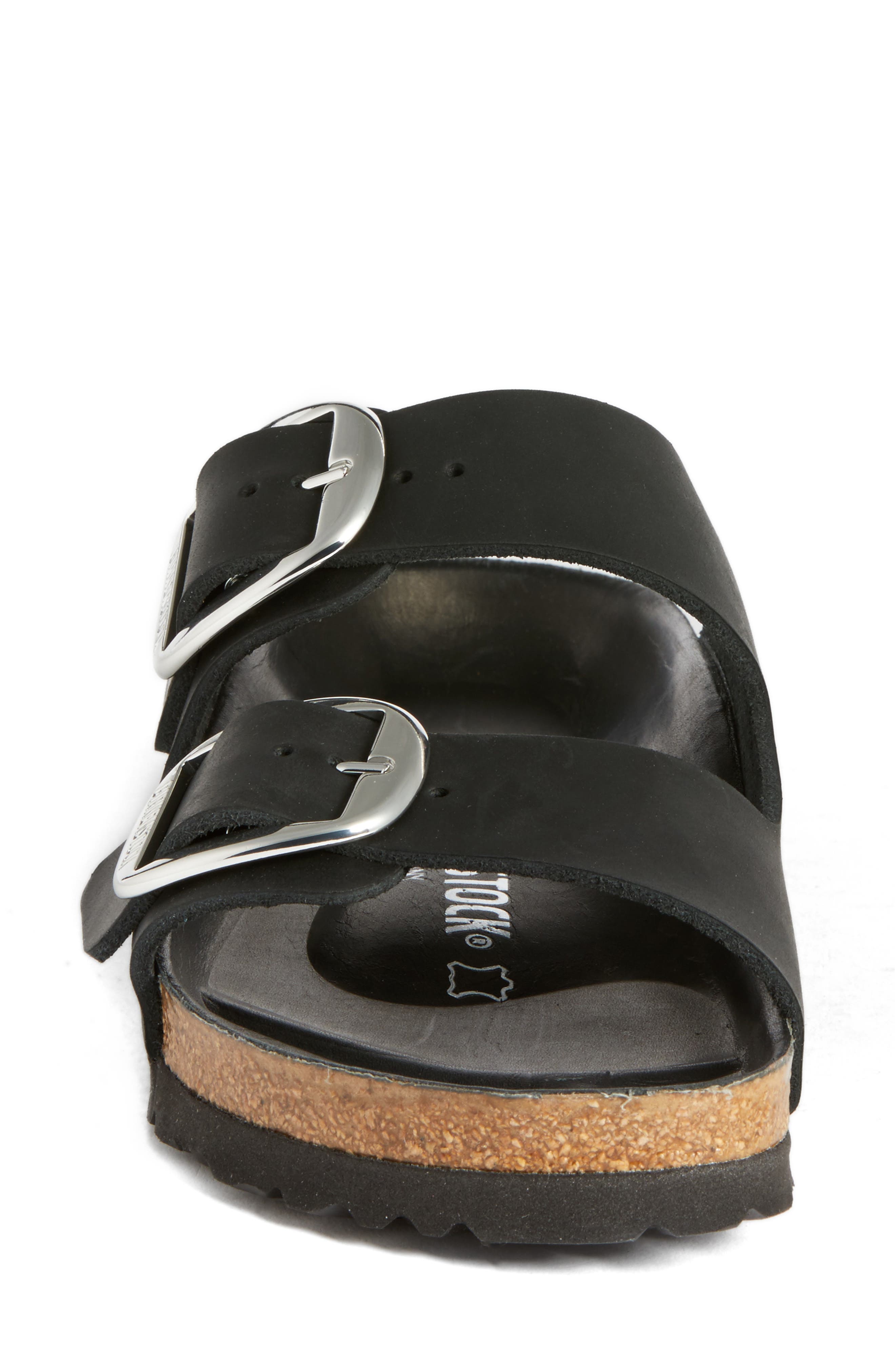 Arizona Big Buckle Slide Sandal, Alternate, color, BLACK LEATHER