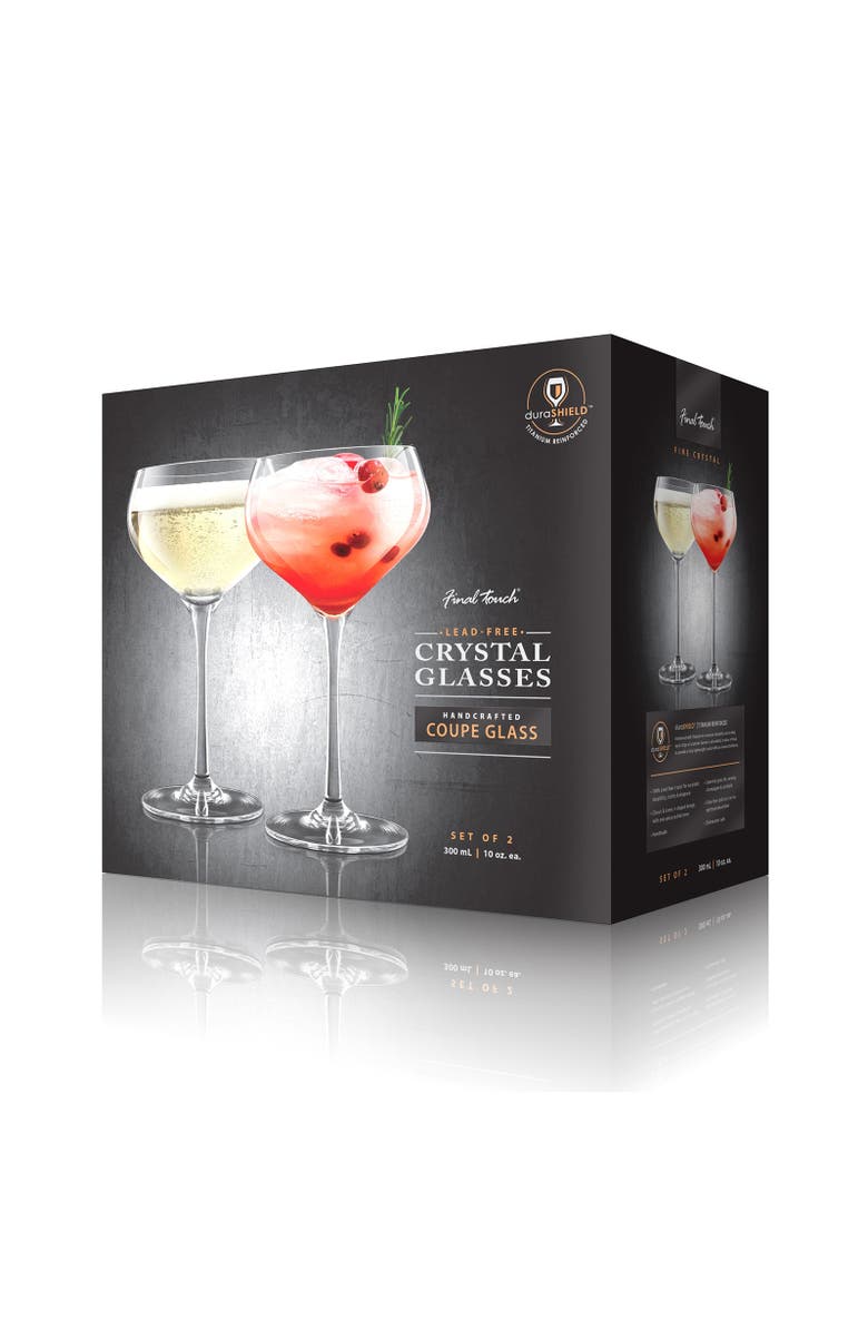 FINAL TOUCH Coupe Lead-Free Crystal Glasses - Set of 2, Alternate, color, Clear