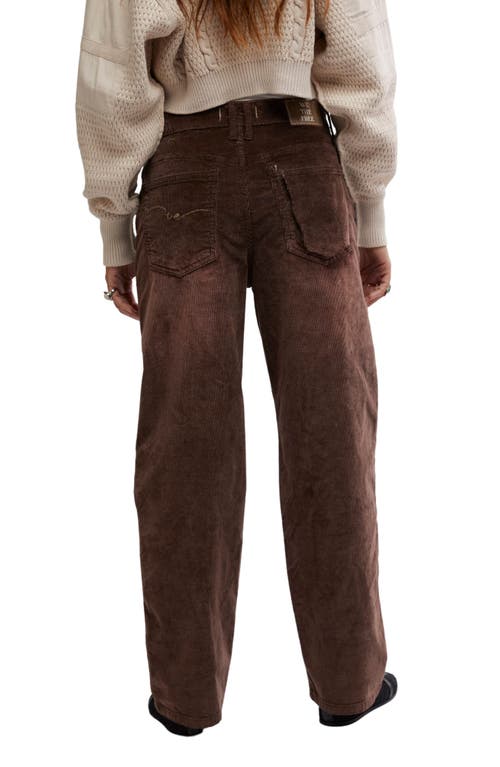 Shop Free People Risk Taker Corduroy Straight Leg Pants In Chocolate Truffle