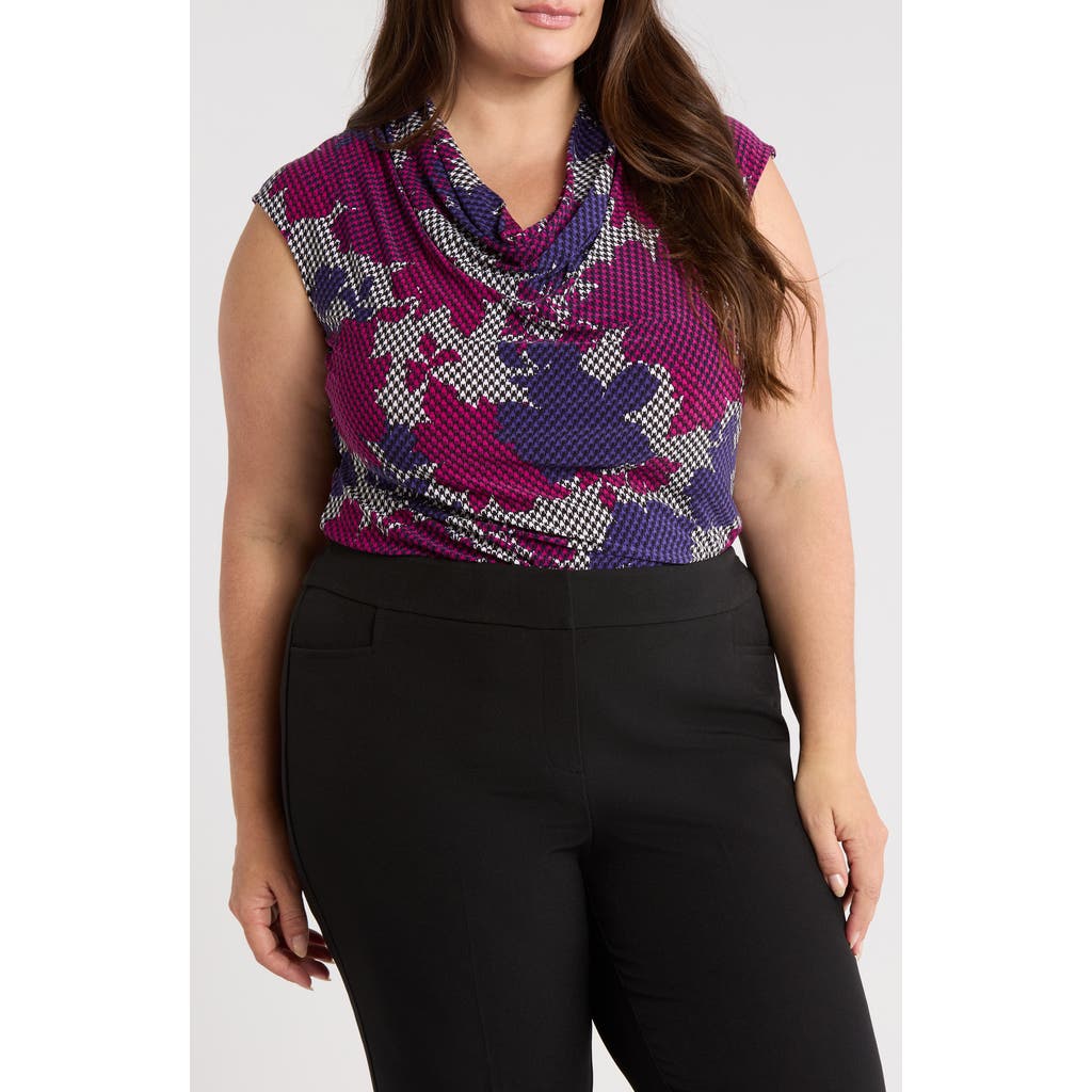 Kasper Cowl Neck Cap Sleeve Top In Purple