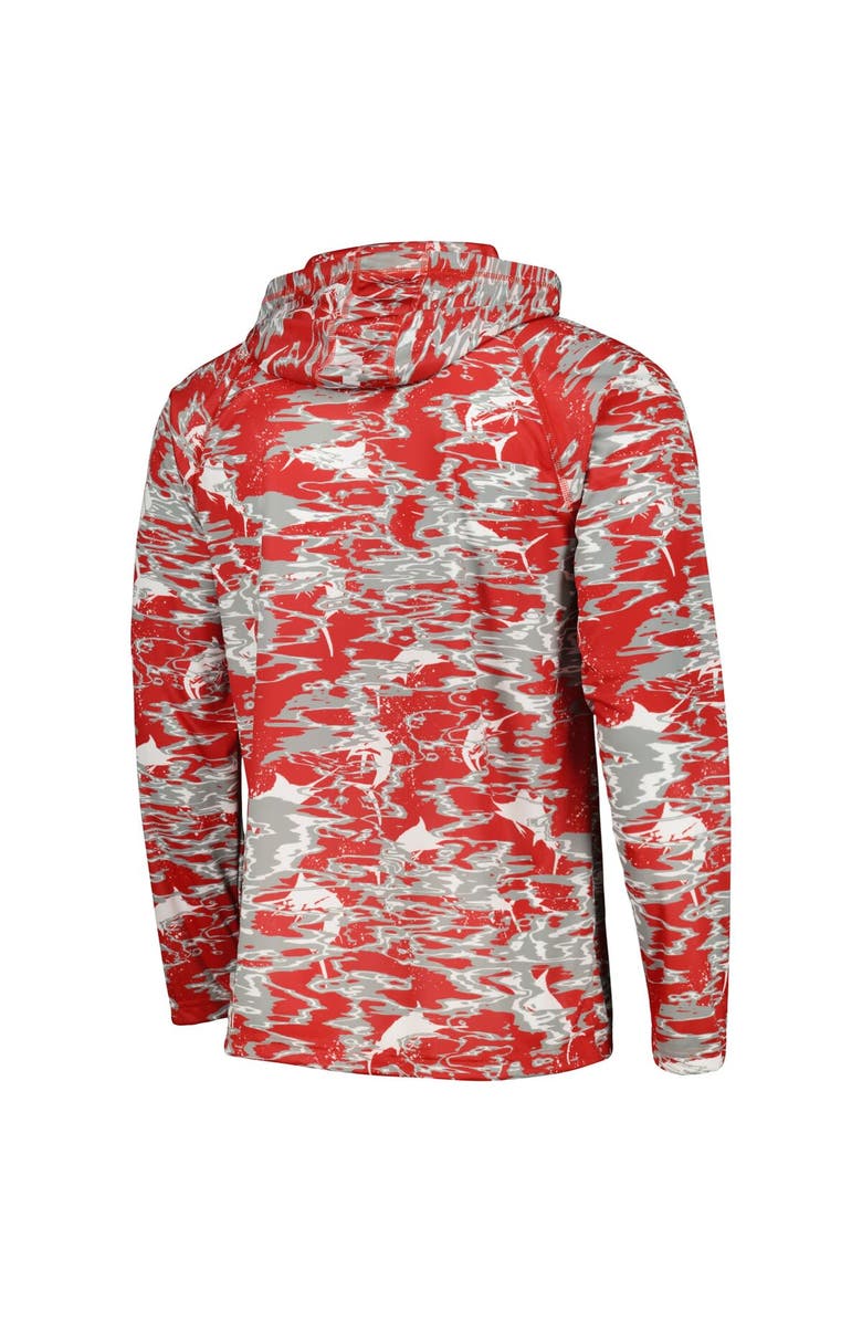 Columbia Men's Columbia Scarlet Ohio State Buckeyes PFG Terminal Tackle Omni-Shade Rippled Long Sleeve Hooded T-Shirt, Alternate, color, Scarlet