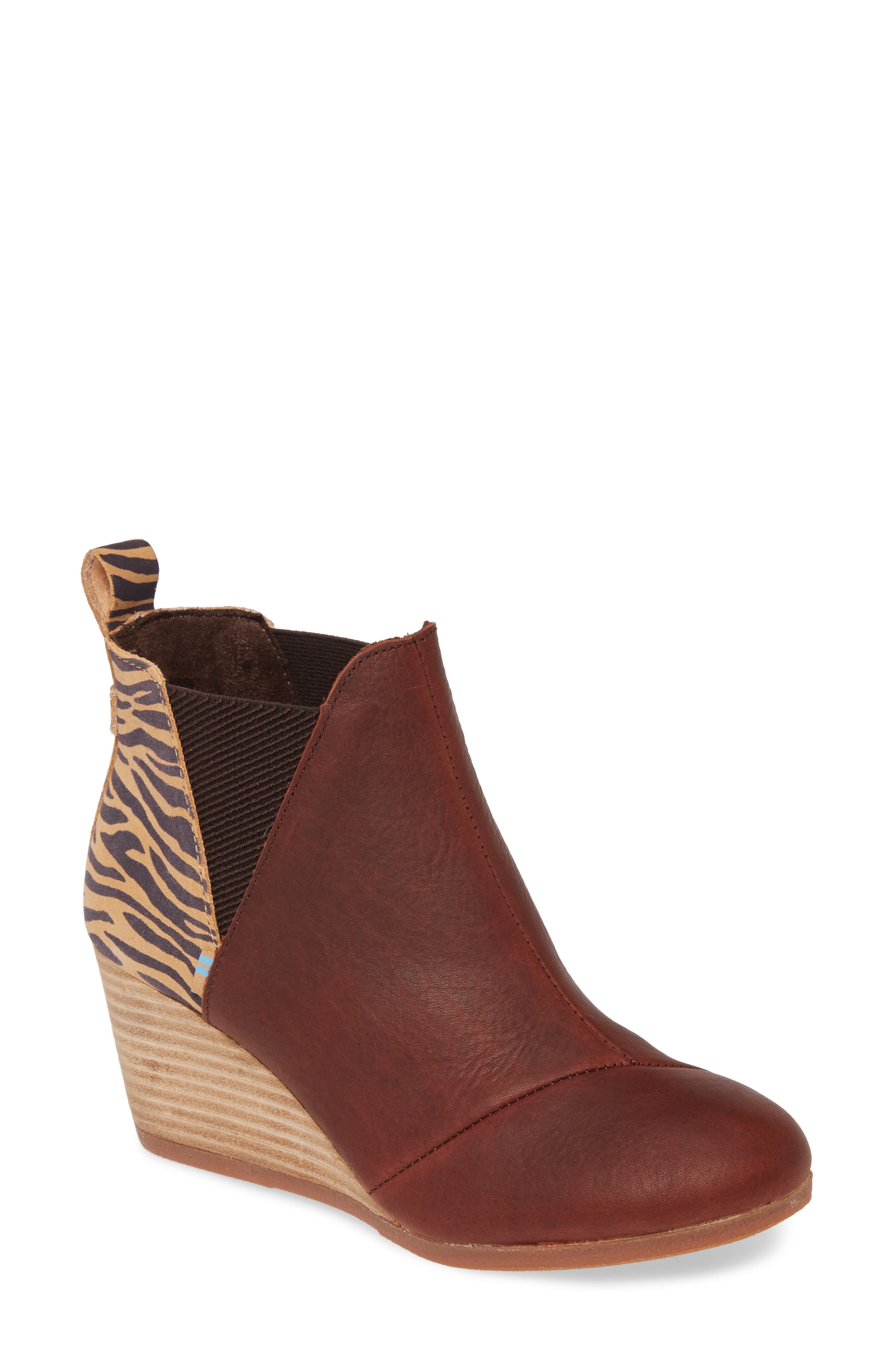 Kelsey Wedge Bootie, Main, color, BROWN/ LEOPARD SUEDE