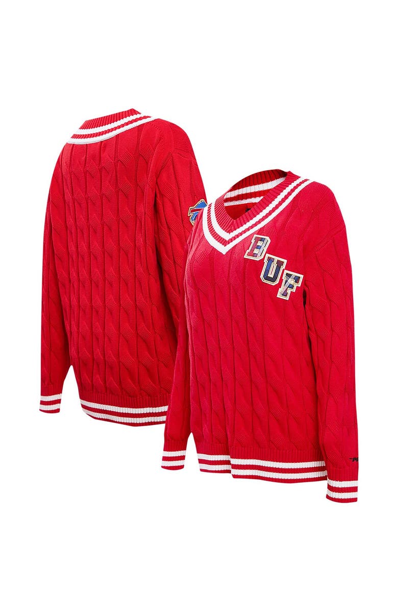 PRO STANDARD Women's Pro Standard  Red Buffalo Bills Prep V-Neck Pullover Sweater, Main, color, Red