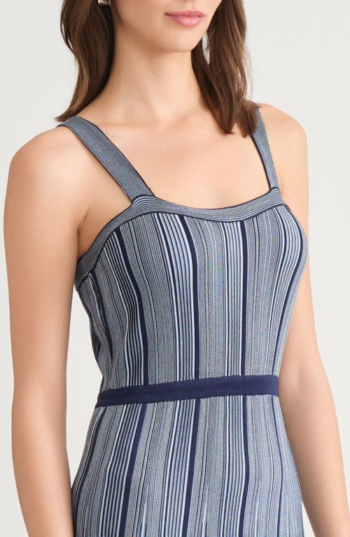 Misook X Lani Lynn Striped Scoop-neck Knit Maxi Dress In Blue