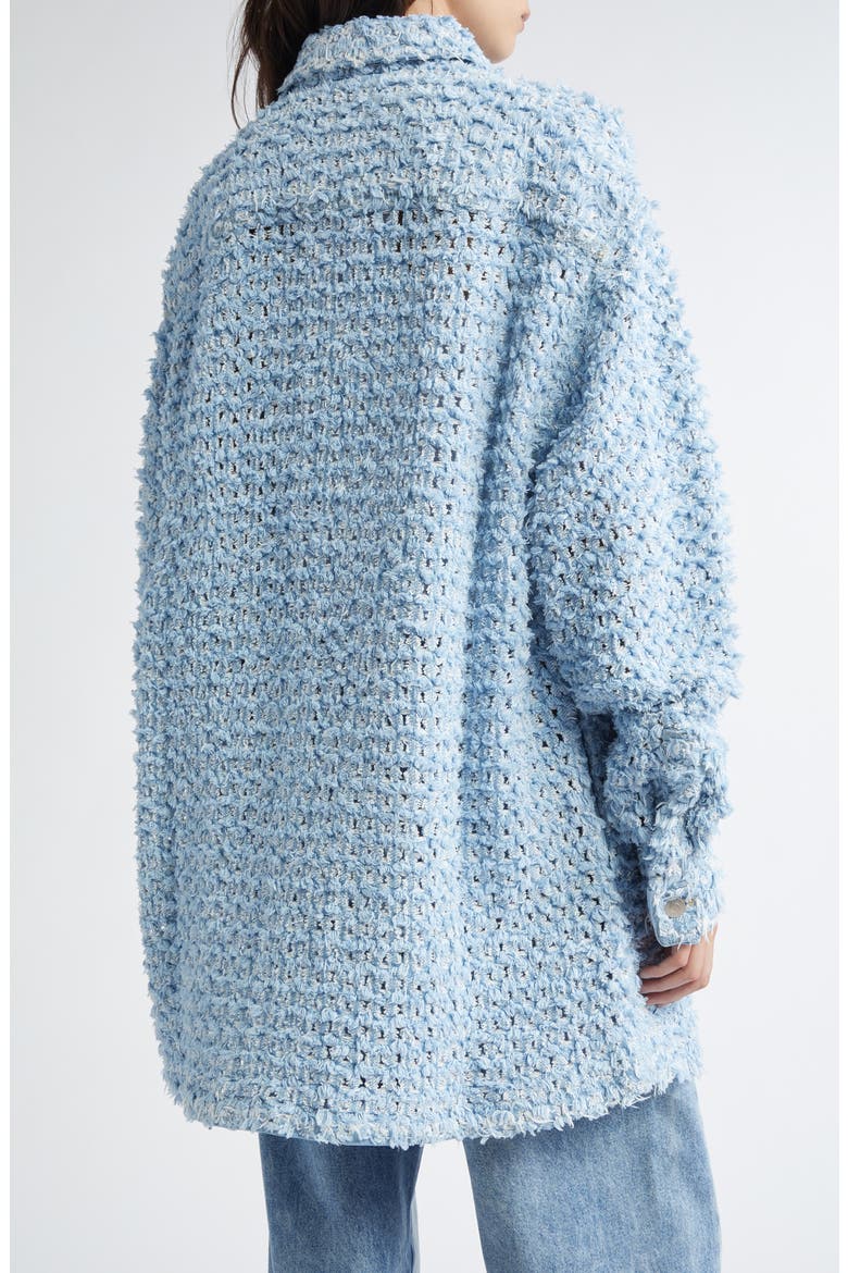 Bouclé Effect Denim Button-Up Shirt, Alternate, color, LIGHT BLUE LASER DENIM