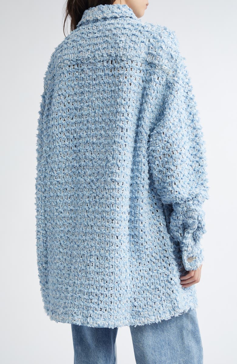 Stella McCartney Bouclé Effect Denim Button-Up Shirt, Alternate, color, 