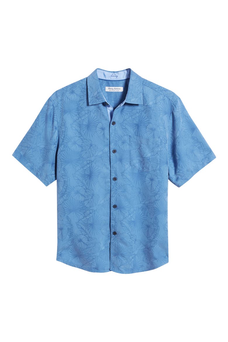 Coconut Point Keep it Frondly IslandZone® Short Sleeve Performance Button-Up Shirt, Alternate, color, BRIGHT COBALT