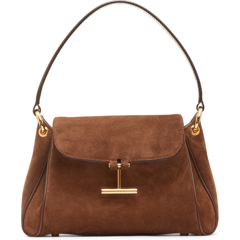 Tom Ford Small Tara Suede Shoulder Bag In Brown